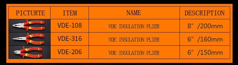 8"200mm Professional VDE Insulated Plier