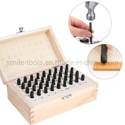 4/5/6mm Alphabet Letter Stamp Wooden Box Case Leathercraft Tool Set