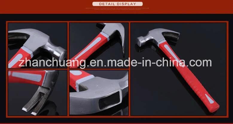 High Carbon Steel Color Fiberglass Handle Claw Hammer with TUV