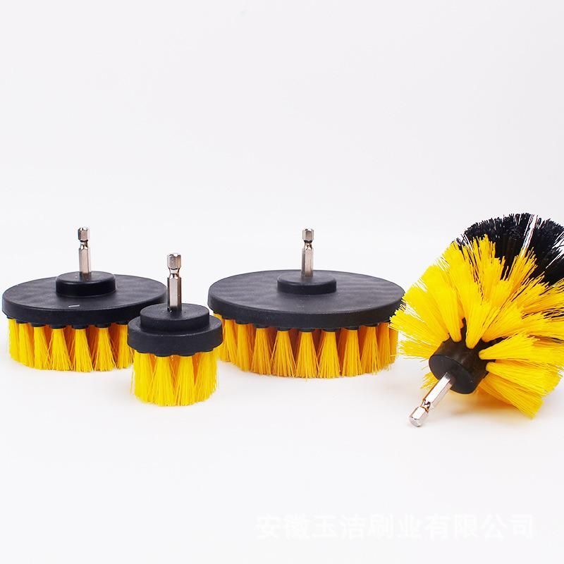 4PCS Yellow Color Electric Drill Brush Set for Floor Cleaning Tile Polising