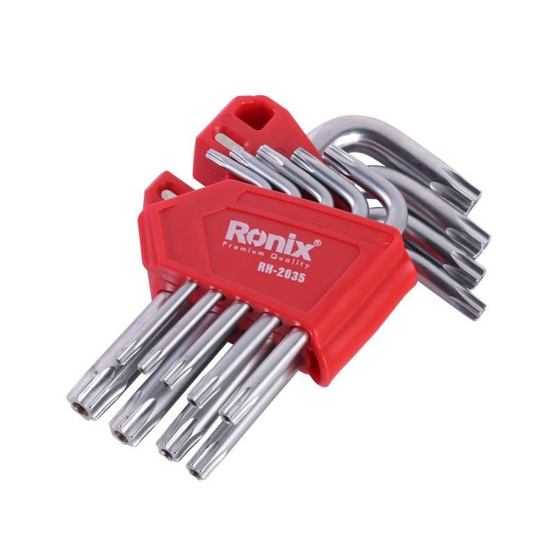 Ronixt10~T50 9PCS CRV Long Hex Allen Wrench Hex Key Magnetic Torx Key