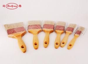 Flat Brush with Wooden Handle and Bristle Mixture