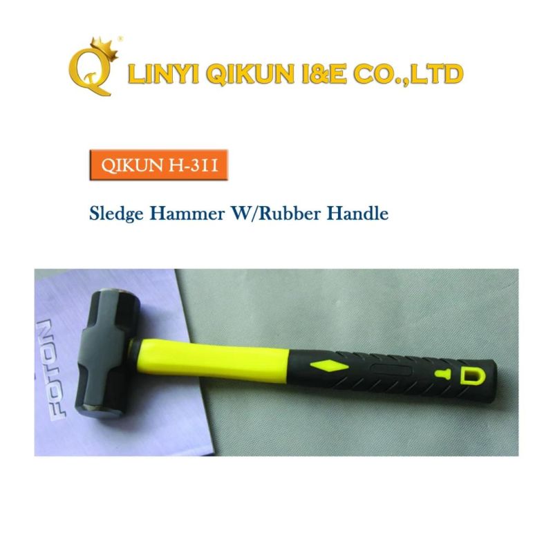 H-253 Construction Hardware Hand Tools Fibreglass Rubber Handle German Type Machinist′s Hammer