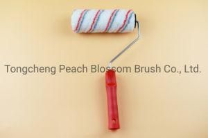 Red and Gray Stripes Polyester Fiber Roller Red Plastic Handle Paint Roller Brush