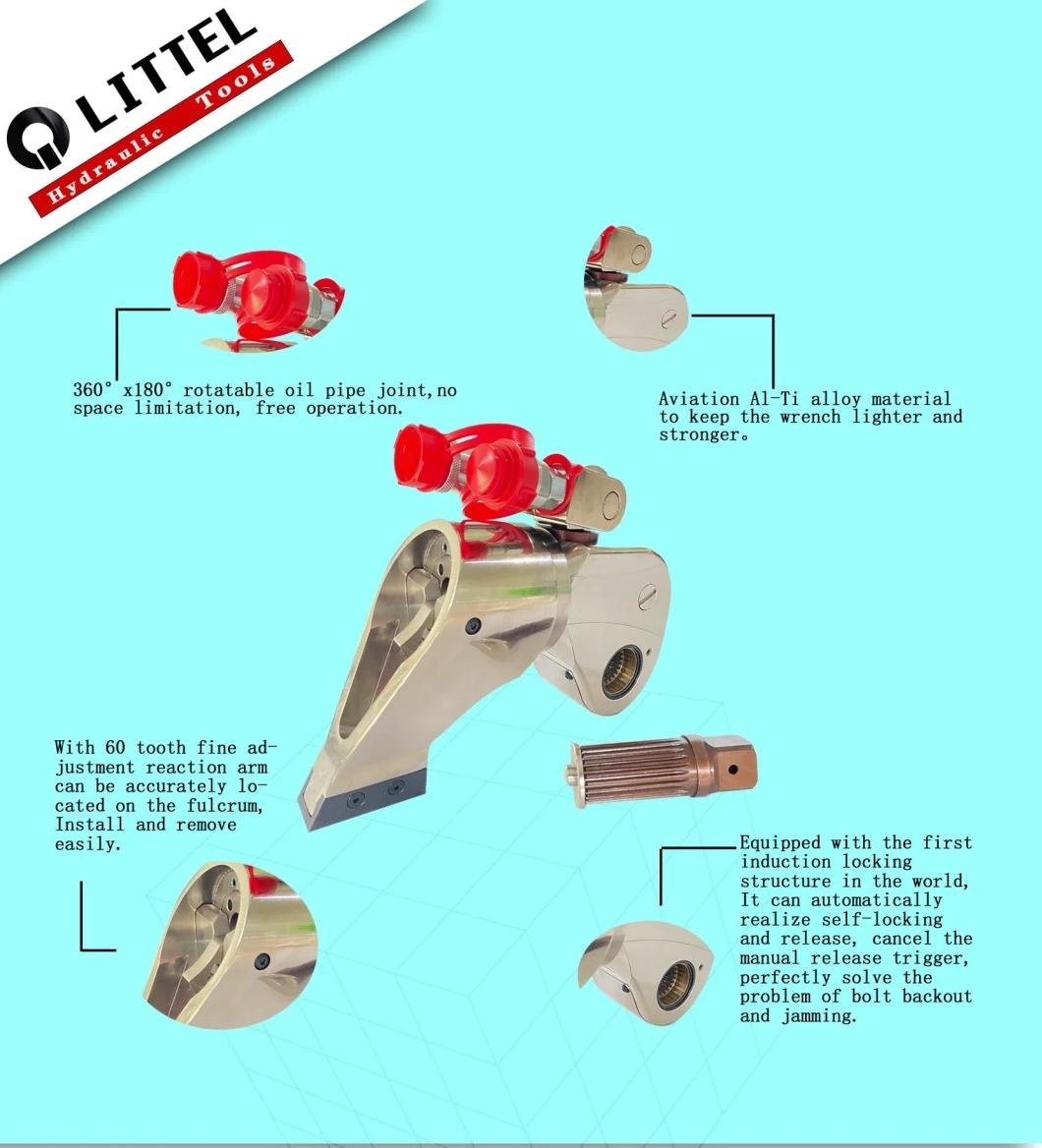 15mxtl 700 Bar Square Drive Hydraulic Torque Wrenches with 360 Degree Reaction Arm and 140000nm Torque Value