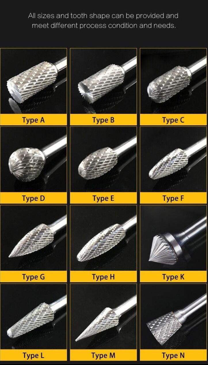Cone Head Tungsten Carbide Burrs Hand Tool Tungsten Carbide Die Rotary Cutter Carving Wood Files Set