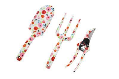 Pretty Aluminum Alloy 3PCS Floral Garden Tool Sets Including Pruning Shears, Shovel and Fork, Garden Tools