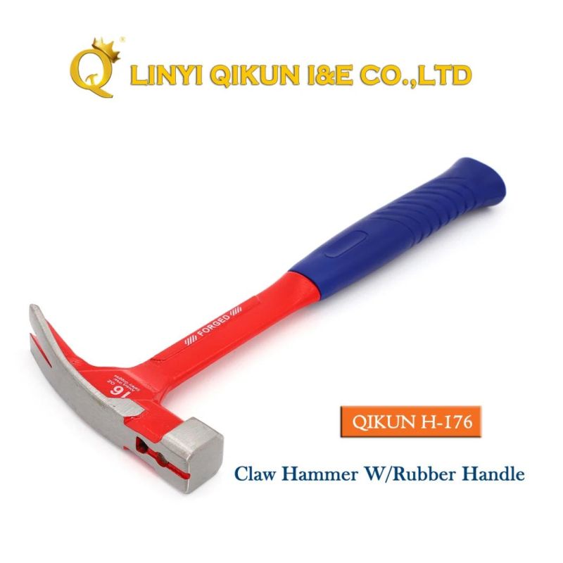 H-166 Construction Hardware Hand Tools French Type Claw Hammer with Blue Fiberglass Handle