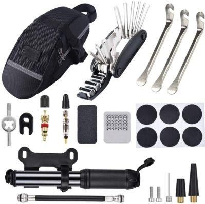 Portable Bicycle Repair Tool &amp; Puncture Kit Bike Tyre Repair Kit with Seat Saddle Bag