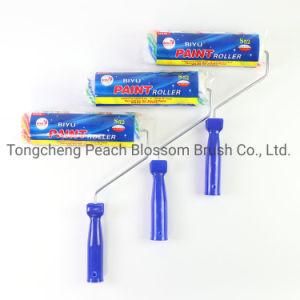 Colorful Stripes Polyester Fiber Roller Blue Plastic Handle Paint Roller Brush