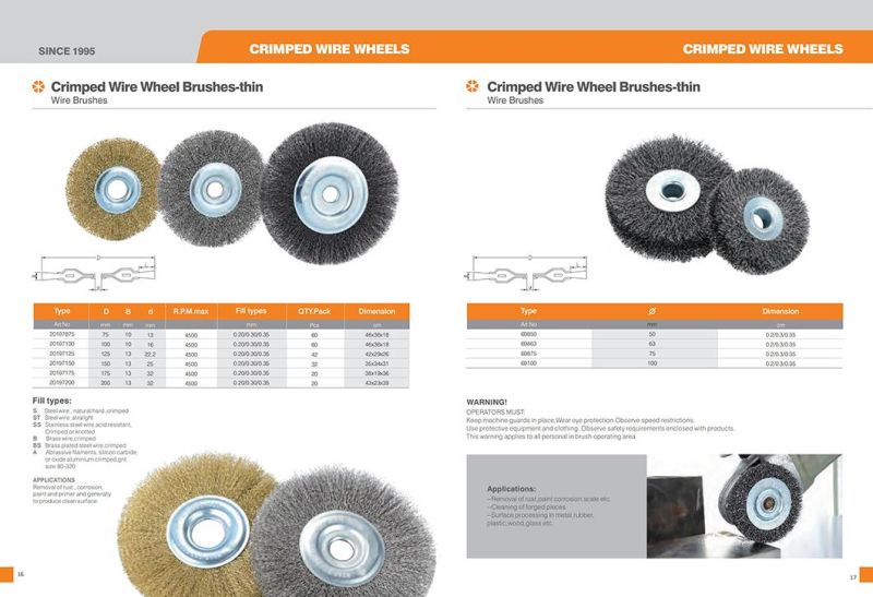 Crimped Wire Wheel Brushes-Thin for Cleaning Rust