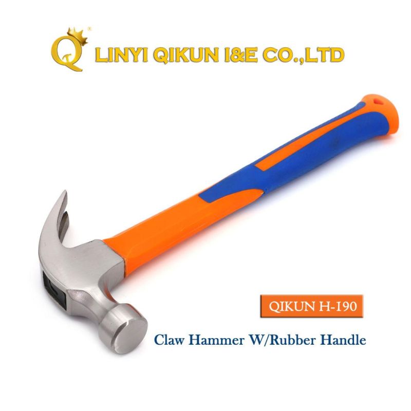 H-187 Construction Hardware Hand Tools American Straight Type Claw Hammer with Plastic Coated Handle