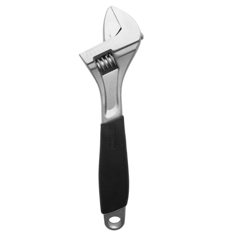 Non-Slip 12" Cr-V Steel Satin Chrome Plated Wrenches Adjustable Spanner