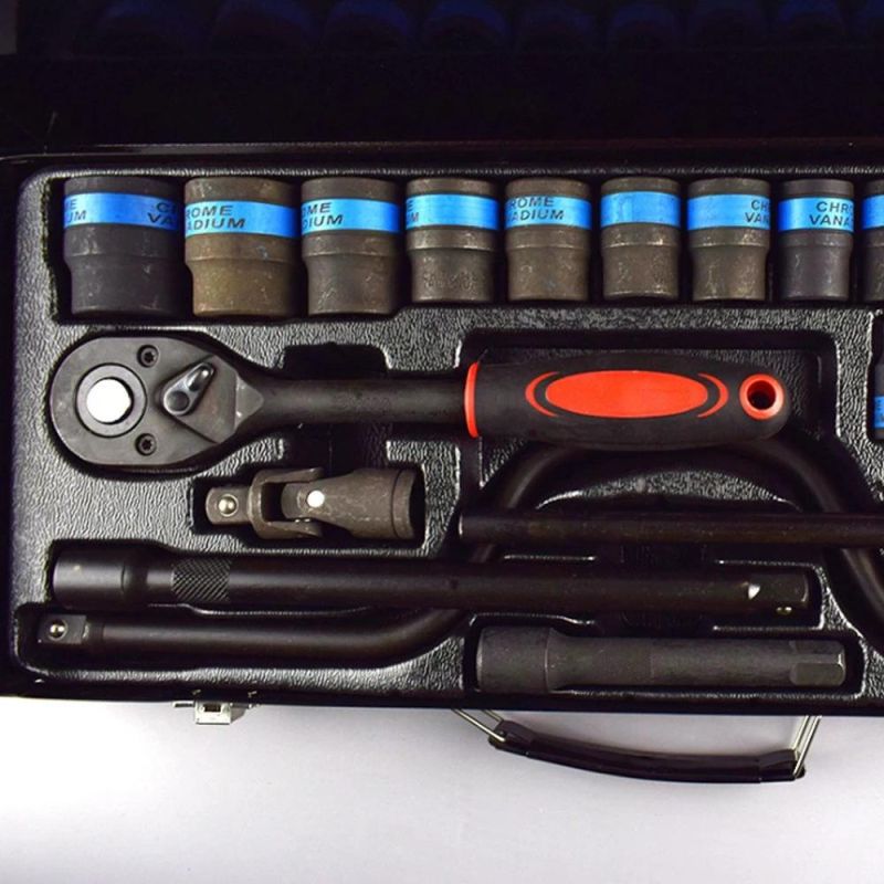 24 PCS Black Coating Tool Cabinet Box Kit Case Hand Car Wrench Socket Set Hardware Tools