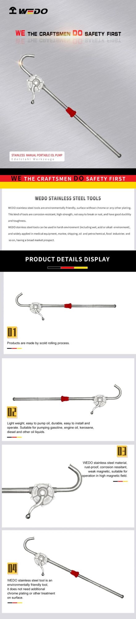 Wedo Professional Stainless Steel Manual Portable Oil Pump