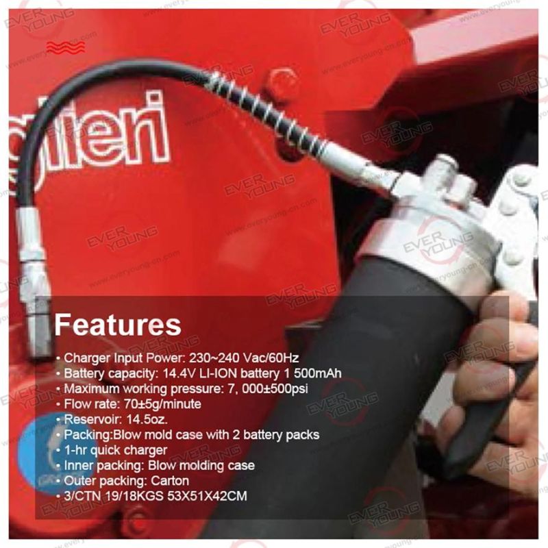 Hand Tool 14.4V Cordless Electric Grease Gun with 1500mAh Li-ion Rechargeable Battery