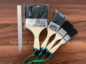 Black Bristle Paint Brush with Vanished Wooden Handle Thailand Market