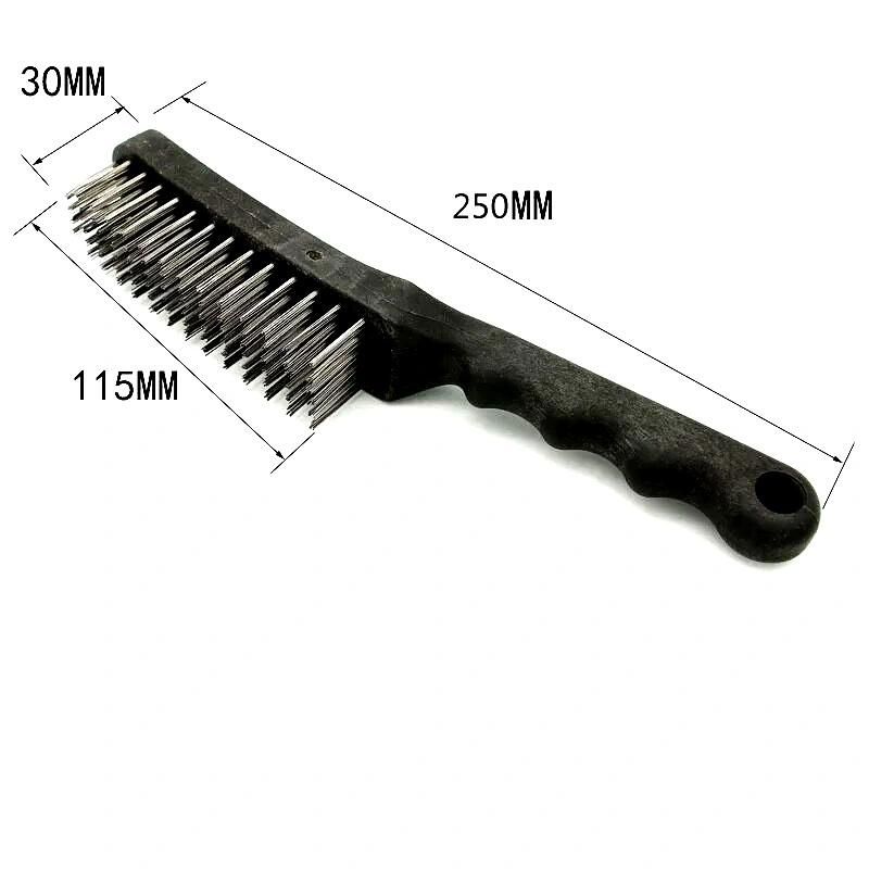 Wooden Handle Steel Wire Brush 4X16 Rows Straight Black Wire