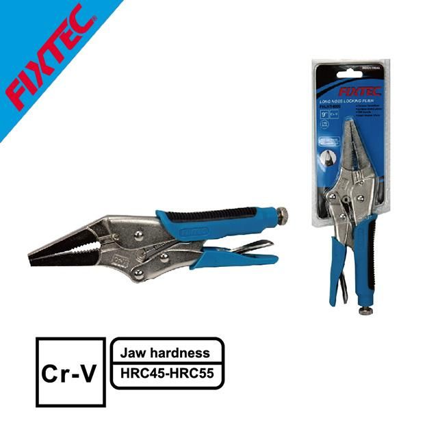 Fixtec 9" Cr-V Long Nose Locking Plier with TPR Handle