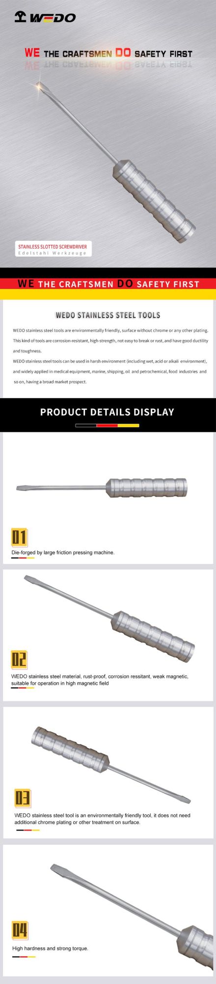 WEDO Stainless Steel Slottted Screwdrivers 304/316/420 Material Available