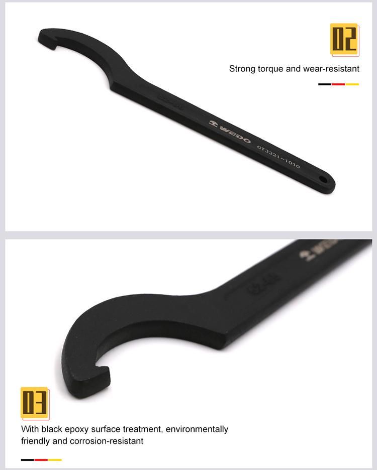 WEDO Hook Wrench Spanner Strong Torque Labor Saving High Strength Wear Resistance Black-Spray on Surface 40cr