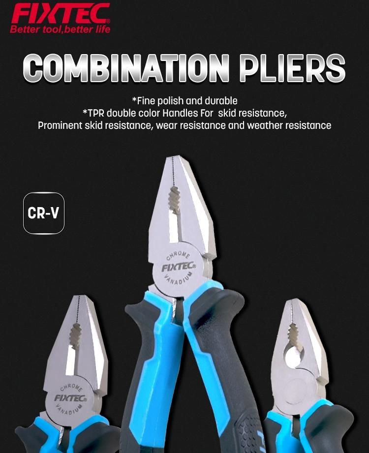 Fixtec Hand Tools 8"CRV Combination Cutting Pliers with TPR Handle