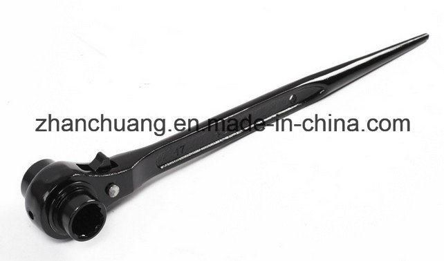 Cr-V Double Size Reversible Scaffolding Ratchet Wrench