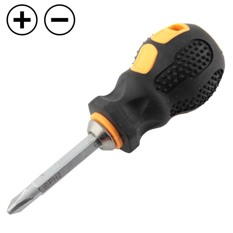 Plastic Handle Cr-V Steel Double Way Stubby Screwdriver