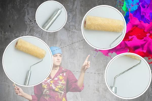 Decorative Paint Tool Long Metal Handle Synthetic Fiber Paint Roller
