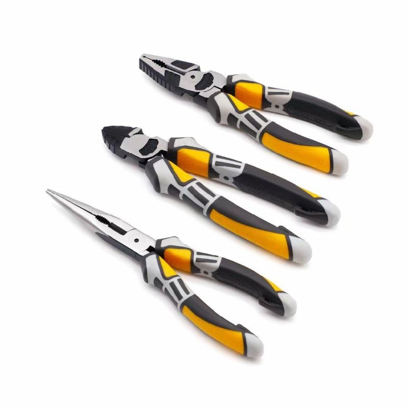 Qinding Made of Carbon Steel, Pearl-Nickel Plated, Nickel Plated PVC Handles, German Type, Combination Pliers