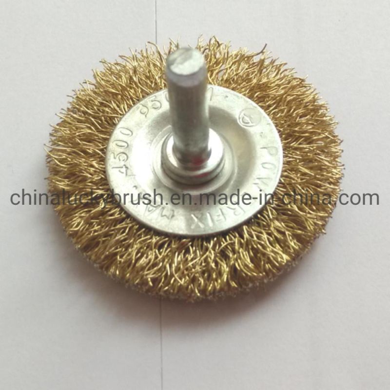 2" Brass Coated Steel Wire Wheel with Shaft (YY-387)
