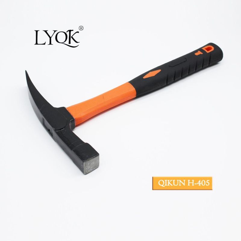 H-405 Construction Hardware Hand Tools Fiberglass Rubber Handle German Type Bricklayer Mason Hammer