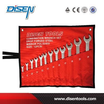 Good Quality Hand Tool Mirror Surface 12PCS Combination Wrench Set