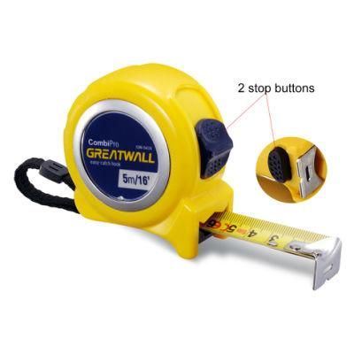 High Quality JIS Class Meter Tape 2 Stop Buttons Tape Measure