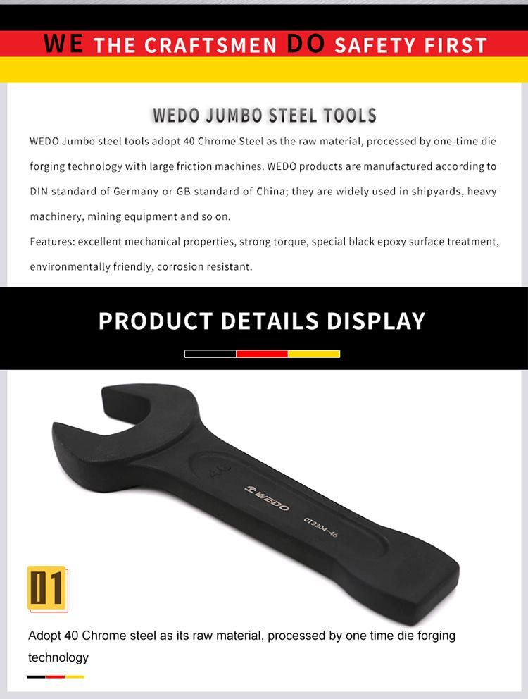 WEDO Striking Open Wrench Strong Torque Labor Saving Black-Spray on Surface 40cr Slogging Open Spanner