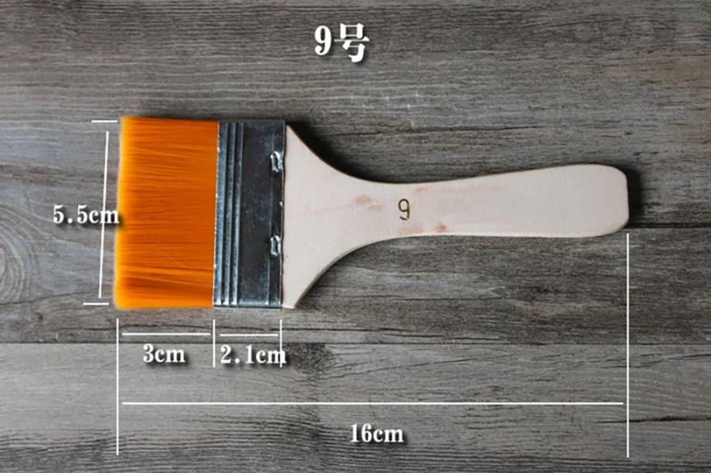 Flat Nylon Hair Wooden Penholder Oil Painting Brush