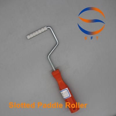 Customized Aluminium Slotted Paddle V Rollers with Orange Plastic Handle