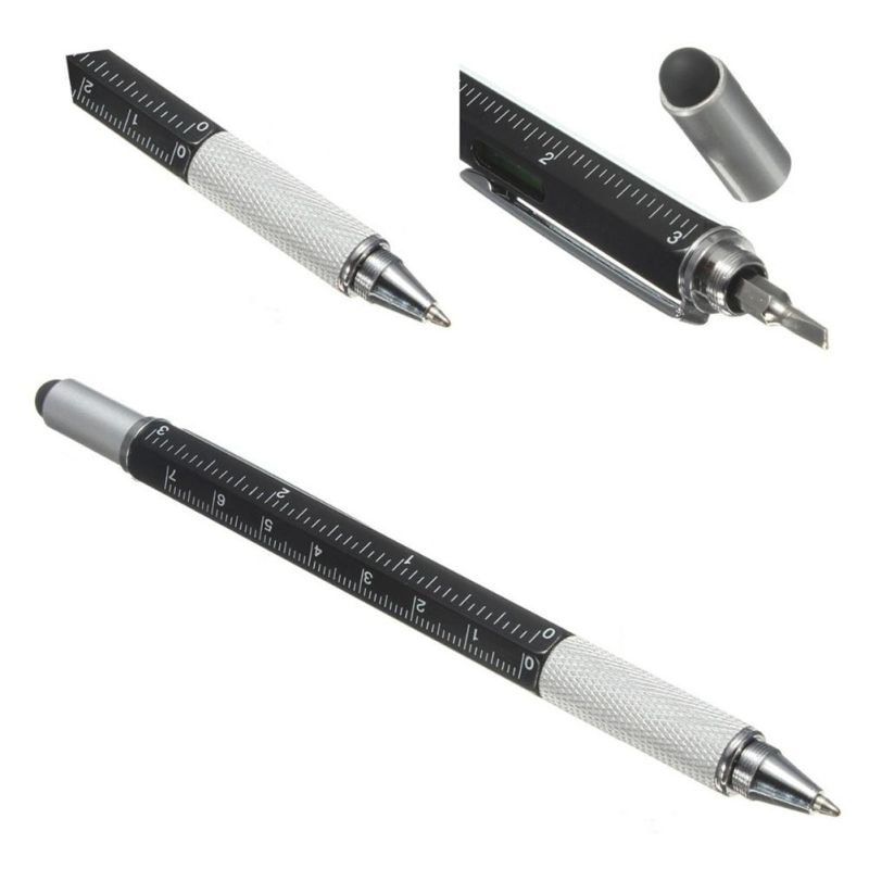 New Arrival Tool Ballpoint Pen Screwdriver Ruler Spirit Level with a Top and Scale Multifunction 6 in 1 Metal Pen