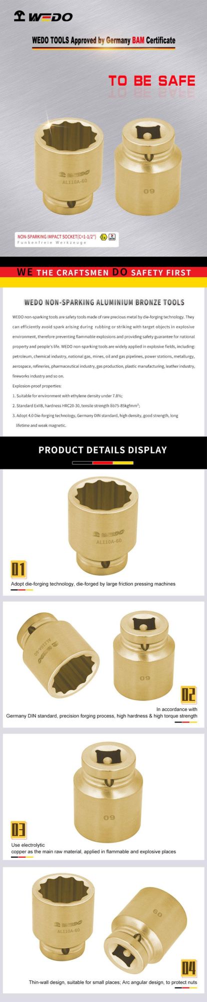 WEDO Spark-Free (C=1-1/2") Impact Socket