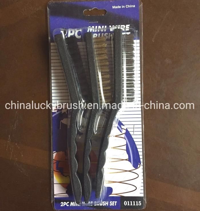 Black Colour Plastic Handle Steel Wire Set Brush (YY-516)