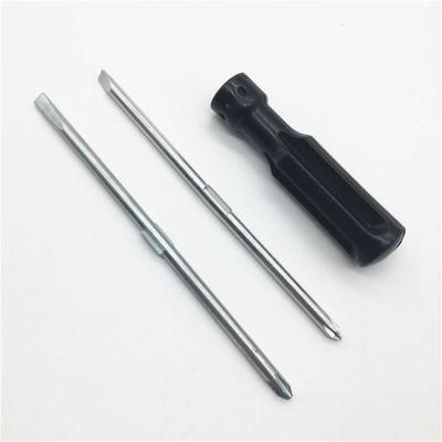 Black PVC Handle Dual Purpose Double Head Steel Blade Screwdriver