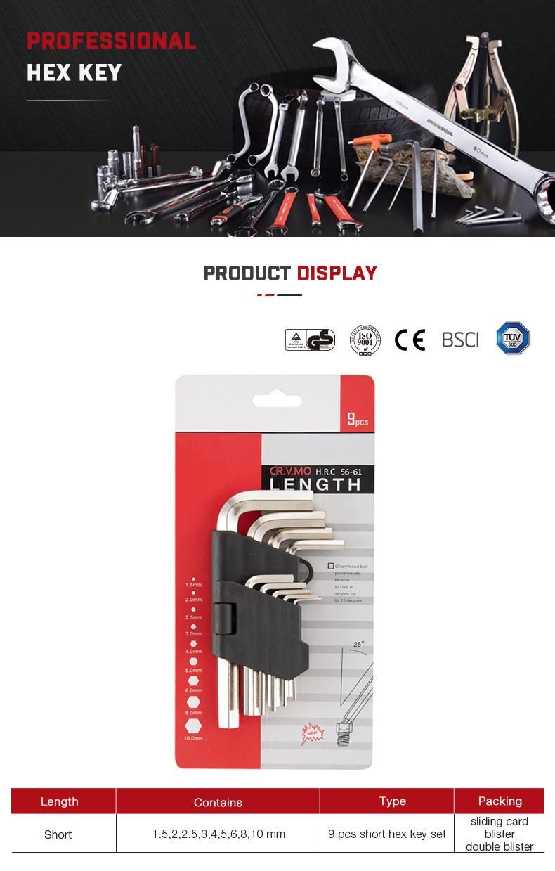 L-Type Nickel-Plated Flat Head Hex Allen Wrench