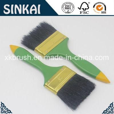 Green Plastic Handle Paint Brush with Black Bristle