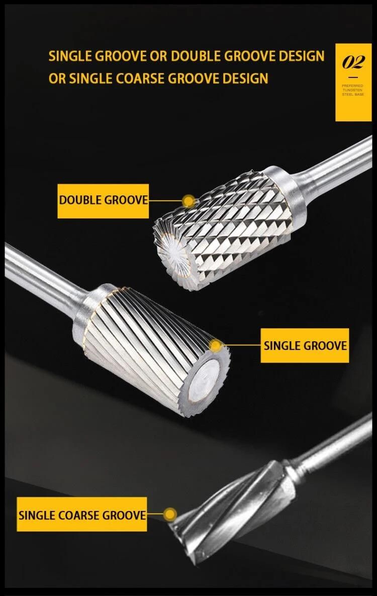 Aluminum Cut Style Power Tool Rotary Files C Shape 6mm Tungsten Carbide Burr