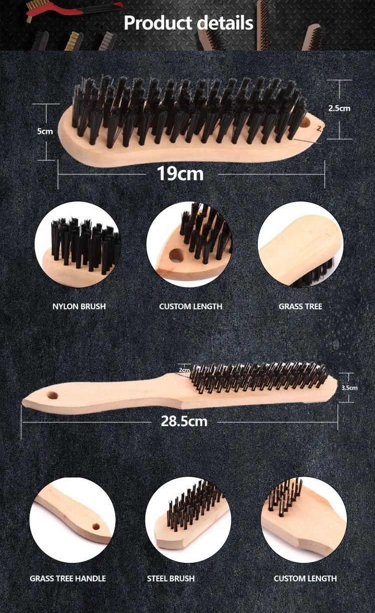 Steel Wire Brush 4*16 European Style Cleaning Hand Tool Copper Wire Brush Wooden Handle