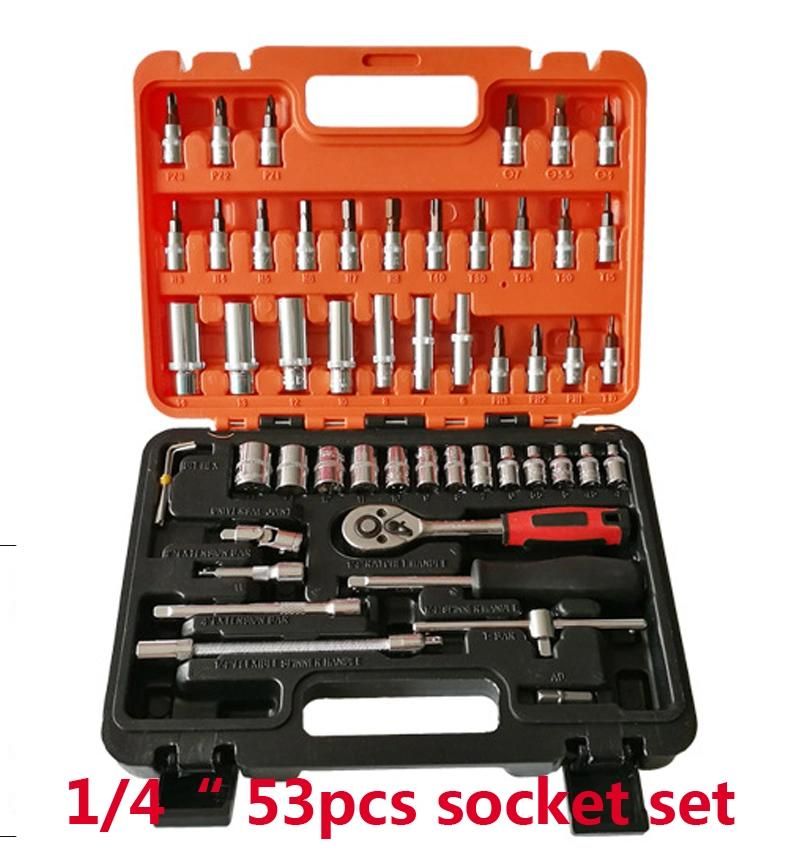 Professional 53PCS 46PCS 1/4" CRV Spanner Socket Set Tool Kit Hand Tools