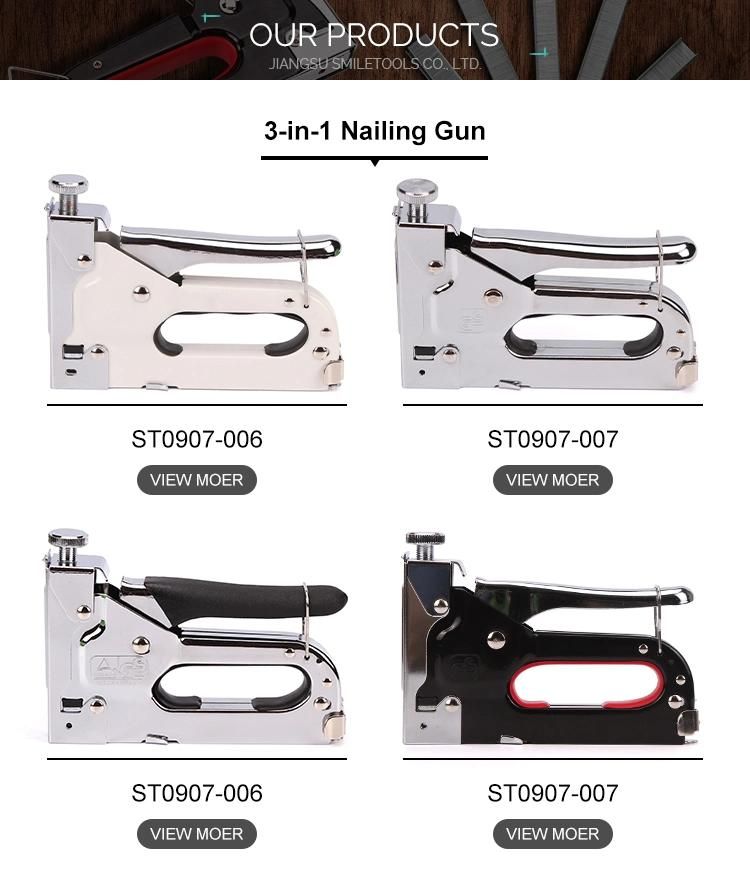 Hand-Held 3 Ways Manual Staple Gun Made of Carbon Steel