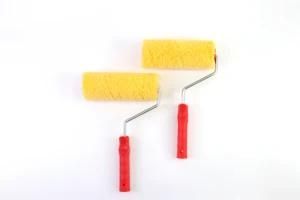 2020 High Quality Orange Polyester Fiber Roller Red Plastic Handle Paint Roller Brush