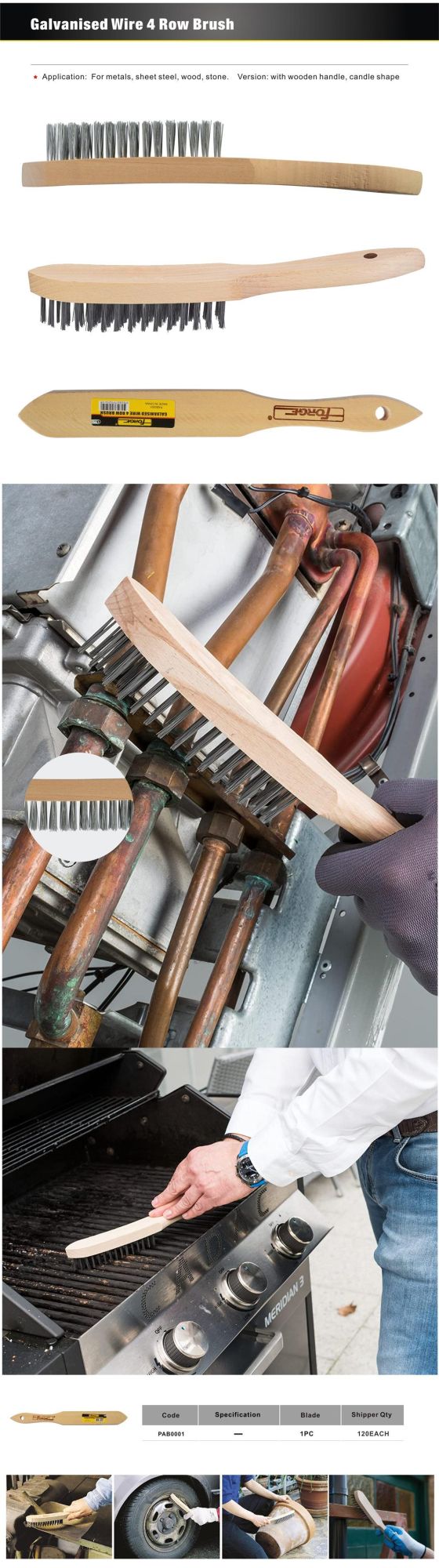 Power Tools Accessories Wire Brush 4 Row Industrial Brushes