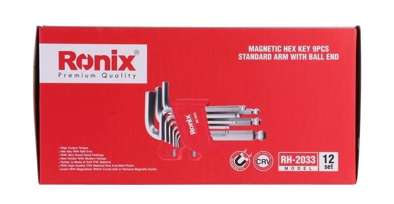 Ronix Hand Tools Rh-2033 CRV Material 9PCS High Torque with Ball End Magnetic Hex Key